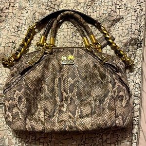 Coach Madison Embossed Python Sophia Satchel Purple Lining